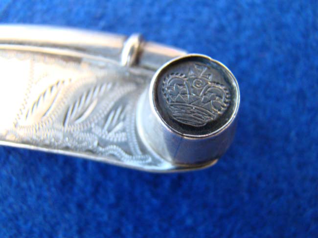 A rare English sterling silver engraved Bosun's Whistle made in 1862 — image 3